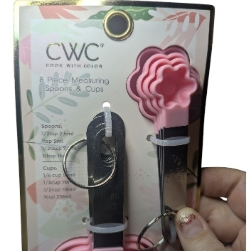 CWC Flower Measuring Cups Spoons Cook With Color Pink - Picture 3 of 7